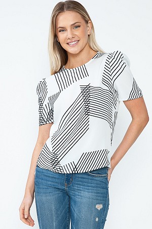 Abstract Stripe Top (100% Poly ...